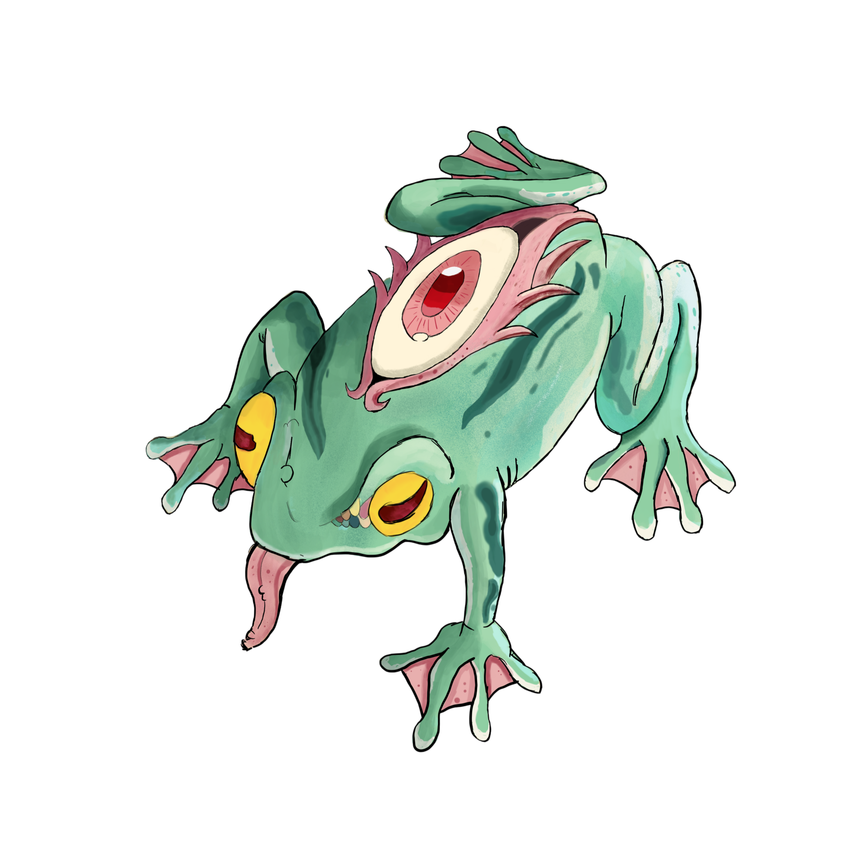 A frog creature drawn in Procreate
